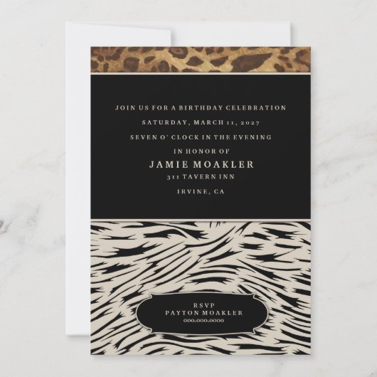 311-Raffiniertes Jungle Zebra Einladung (Rückseite)