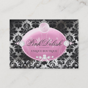 311 rosa Delish Monogramm-BlackBerry-Damast Visitenkarte