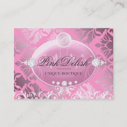 311 rosa Delish Monogramm-Rosa 3,5 x 2,5 Visitenkarte (Vorderseite)
