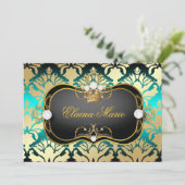 311 samtschwarzer Ciao Bella Aquasass-Geburtstag Einladung (Stehend Vorderseite)