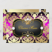 311 samtschwarzer Ciao Bella rosa Sass-Geburtstag Einladung (Vorne/Hinten)