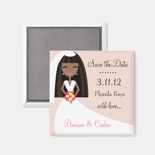 311-SAVE THE DATE AFRIKANAMERIKANISCHE BRIDE MAGNET (Vorderseite/Rückseite)