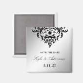 311-Save the Date schlicht elegant Damask Magnet (Vorderseite/Rückseite)