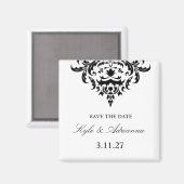 311-Save the Date schlicht elegant Damask Magnet (Vorderseite/Rückseite)