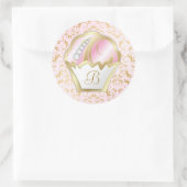 311 Schmuckstücke Monogramm Rosa Hintergrund Runder Aufkleber (Tasche)