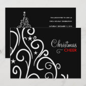 311-Schwarz-Weiß-Weihnachten Einladung (Vorne/Hinten)