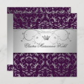 311-Silbergott| Eggplant Süße 16 Einladung (Vorne/Hinten)