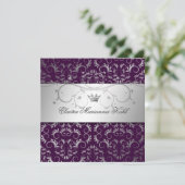 311-Silbergott| Eggplant Süße 16 Einladung (Stehend Vorderseite)