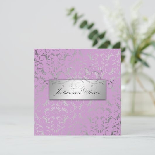 311 Silbergott| Lilac Einladung (Stehend Vorderseite)