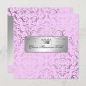 311-Silbergott| Luscious Rosa Süße 16 Einladung (Vorne/Hinten)