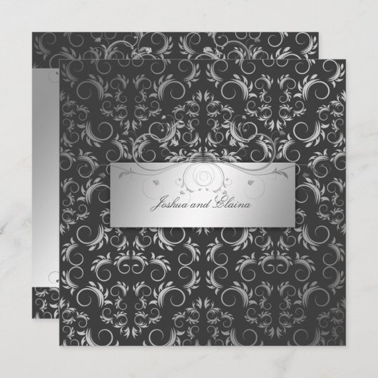 311-Silberige Steinkohle Grau Einladung (Vorne/Hinten)