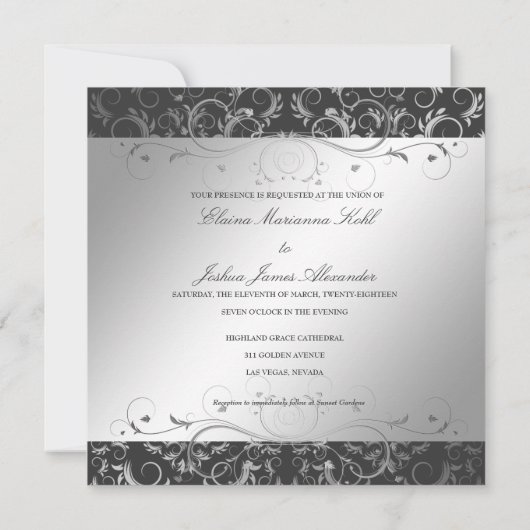 311-Silberige Steinkohle Grau Einladung (Rückseite)