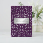 311 silbern erahnen Sie | Aubergine Einladung (Stehend Vorderseite)