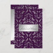 311 silbern erahnen Sie | Aubergine Einladung (Vorne/Hinten)