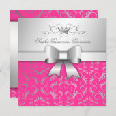 311-Silberner Göttlicher Boh| Heiß rosa Süß 16 Einladung (Vorne/Hinten)