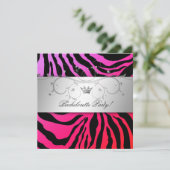 311-Silberner Lila Stein Zebra Bachelorette Einladung (Stehend Vorderseite)