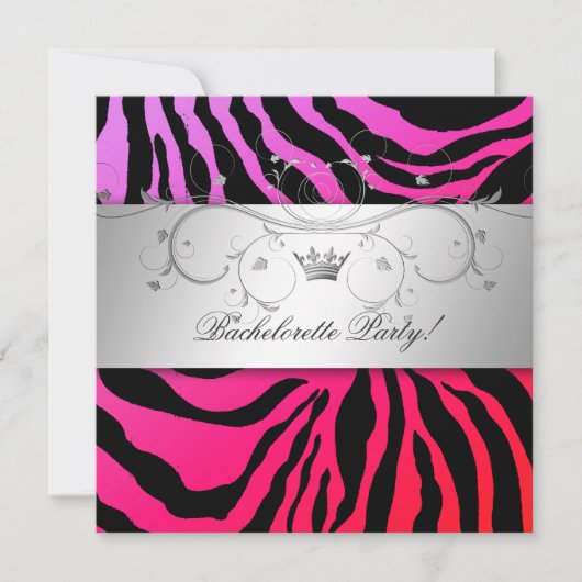311-Silberner Lila Stein Zebra Bachelorette Einladung (Vorderseite)