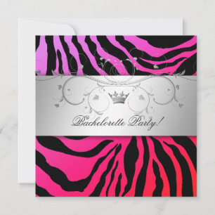 311-Silberner Lila Stein Zebra Bachelorette Einladung