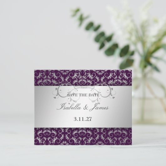 311 Silver Divine Eggplant Save the Date (Stehend Vorderseite)