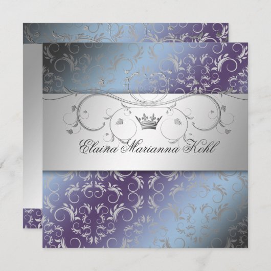 311-Silver-Divine Hydrangea Süß 16 Einladung (Vorne/Hinten)