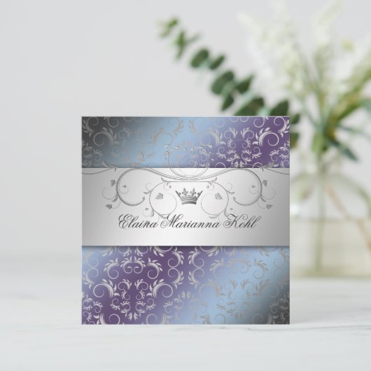 311-Silver-Divine Hydrangea Süß 16 Einladung (Stehend Vorderseite)