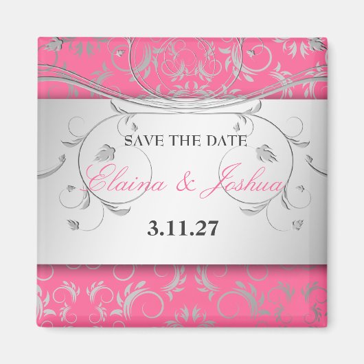 311-Silver Divine | Lustiges Rosa Save the Date Magnet (Vorne)