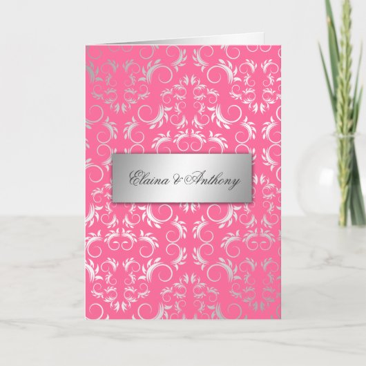 311-Silver Divine Rose Pink Einladung (Vorderseite)