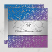 311-Silver erahnen blauen Glücks-Bonbon 16 Einladung (Vorne/Hinten)