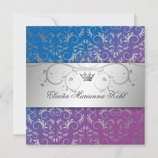 311-Silver erahnen blauen Glücks-Bonbon 16 Einladung (Vorderseite)