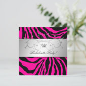311-Silver göttlicher Hott Pink Zebra Bachelorette Einladung (Stehend Vorderseite)
