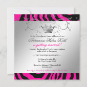 311-Silver göttlicher Hott Pink Zebra Bachelorette Einladung (Rückseite)