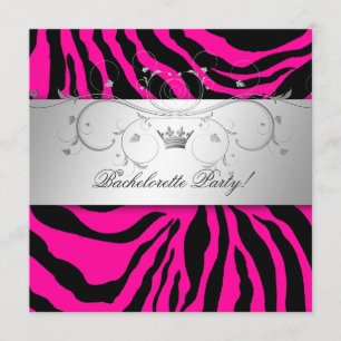 311-Silver göttlicher Hott Pink Zebra Bachelorette Einladung