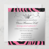 311-Silver Göttlicher Rosa Zebra 16 . Geburtstag Einladung (Rückseite)