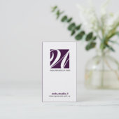 311-SIMPLY QUADRATISCHES MONOGRAMM DEEP PURPLE VISITENKARTE (Stehend Vorderseite)