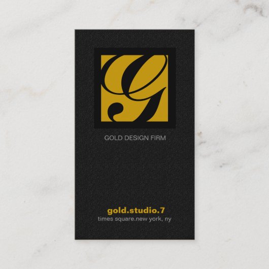 311-SIMPLY QUADRATISCHES MONOGRAMM TEXTURE-GOLD VISITENKARTE (Vorderseite)