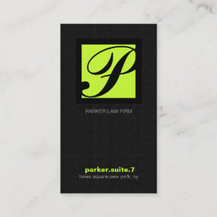 311-SIMPLY QUADRATISCHES MONOGRAMM TEXTURE-LIME VISITENKARTE