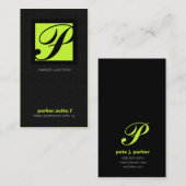 311-SIMPLY QUADRATISCHES MONOGRAMM TEXTURE-LIME VISITENKARTE (Vorne/Hinten)