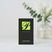 311-SIMPLY QUADRATISCHES MONOGRAMM TEXTURE-LIME VISITENKARTE (Stehend Vorderseite)