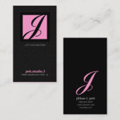 311-SIMPLY QUADRATISCHES MONOGRAMM TEXTURE-PINK VISITENKARTE (Vorne/Hinten)