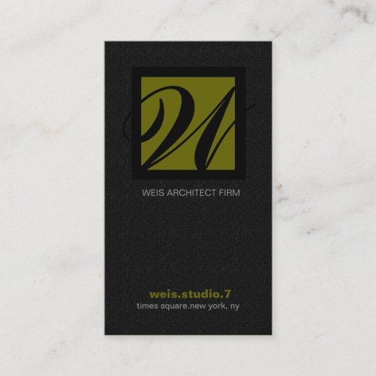 311-SIMPLY QUADRATISCHES MONOGRAMM TEXTURE-SAGE VISITENKARTE (Vorderseite)