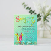 311 Sommerliche Party Cocktails Türkis Einladung (Stehend Vorderseite)