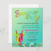311 Sommerliche Party Cocktails Türkis Einladung (Vorne/Hinten)
