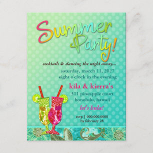 311 Sommerliche Party Cocktails Türkis Einladung