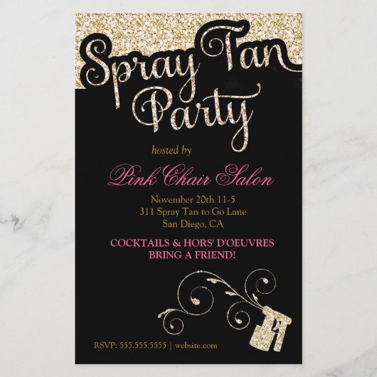 311 Spray Tan Party Flyer Gold Imitate Sparkle (Vorne)