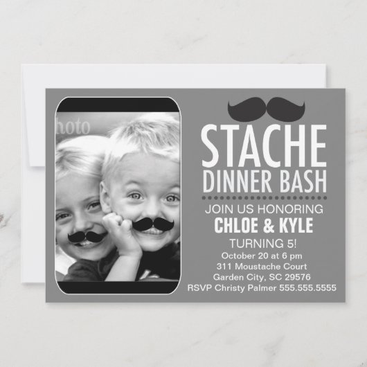 311 Stache Dinner Bash Interactive Mustache Einladung (Vorderseite)