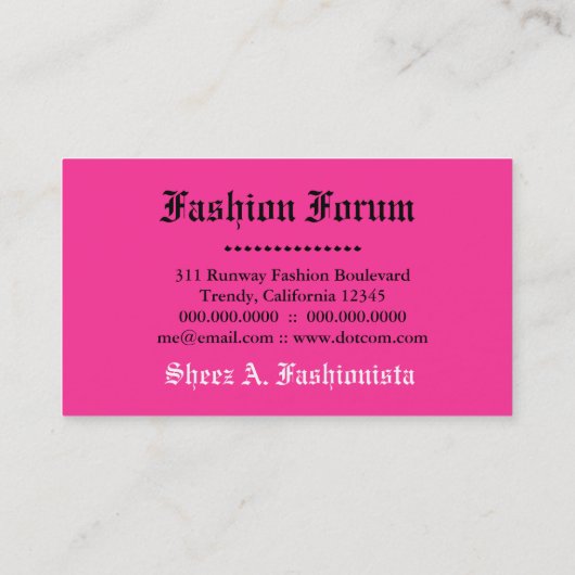 311 stilvolles brutzelndes Rosa des Visitenkarte (Rückseite)