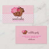 311 süße Kuchen-Kuchen-Punkte n Stripes hellrosa Visitenkarte (Vorne/Hinten)