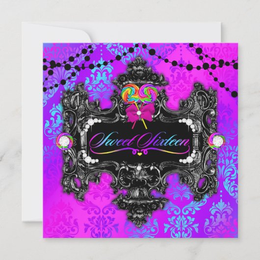 311 Süßigkeits-Märchenland-Bonbon 16 Einladung (Vorderseite)