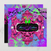 311 Süßigkeits-Märchenland-Rosa-Bonbon 16 Einladung (Vorne/Hinten)