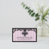 311 Sweetique rosa Streifen u. Spitze-Leuchter Visitenkarte (Stehend Vorderseite)